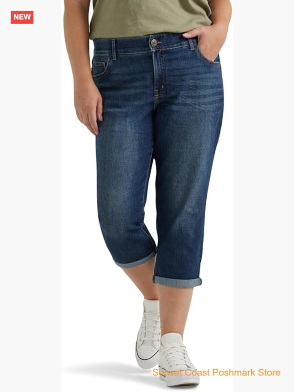 Lee Women's Flex Motion 5 Pocket Capri Jean Mid Rise Regular Fit Non-Binding